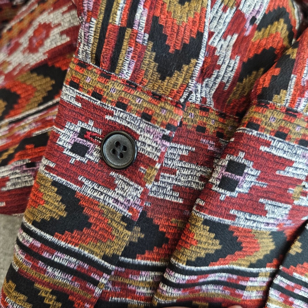 Lafayette 148 New York Silk Ikat Stripe Midi Dress Red Orange Geometric Size 16 - Picture 10 of 12